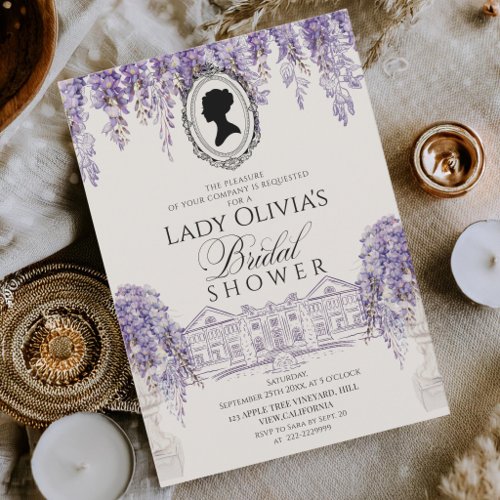 Floral Regency Era Vintage Bridal Shower Invitation
