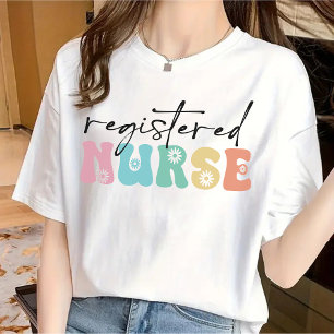 Floral Registered Nurse Shirt, RN Nurse Grad Gift  T-Shirt