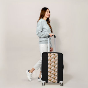 Floral Reindeer Antler Head Boho Rustic Pink Luggage