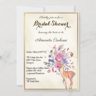  Floral  Reindeer Bridal Shower Party Invitation