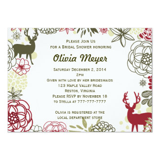 Christmas Wedding Invitations Holiday Dress Invitation Bridal Shower Red Damask