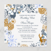 Floral Reindeer Winter Wedding Invitation (Front/Back)