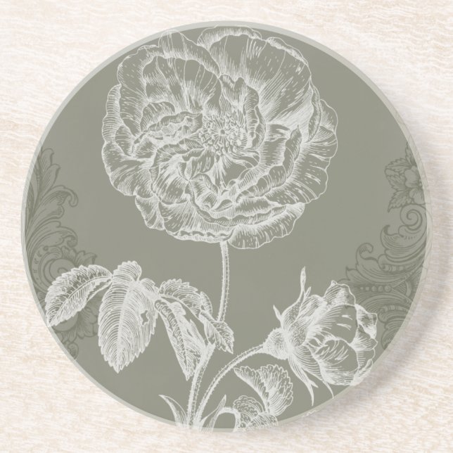 Floral Relief I Drink Coaster (Front)