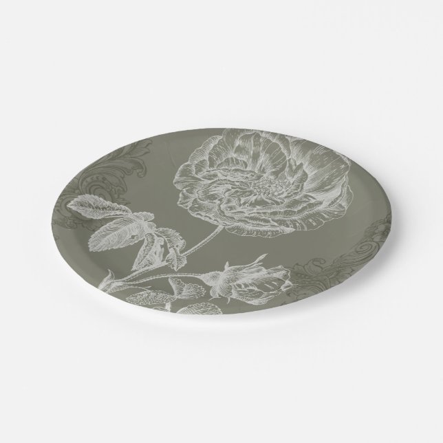 Floral Relief I Paper Plates (Angled)