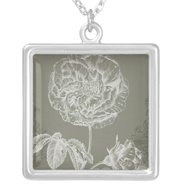 Floral Relief I Silver Plated Necklace (Front)