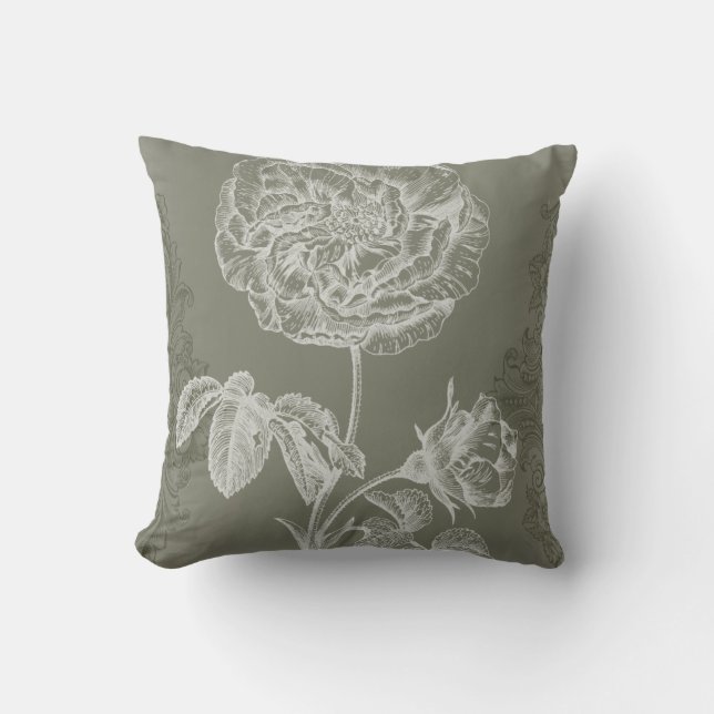 Floral Relief I Throw Pillow (Front)