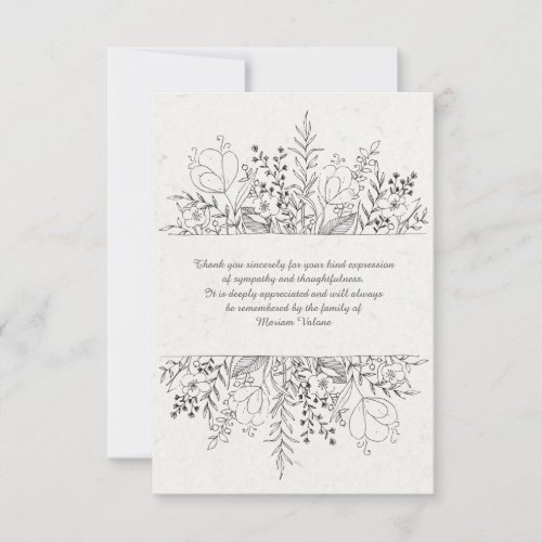 Floral Remembrance Bereavement Thank You Cards
