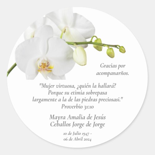 Floral Remembrance Classic Round Sticker