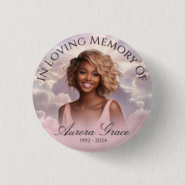 Floral Remembrance Memorial Badge - FLR001 Button (Front)