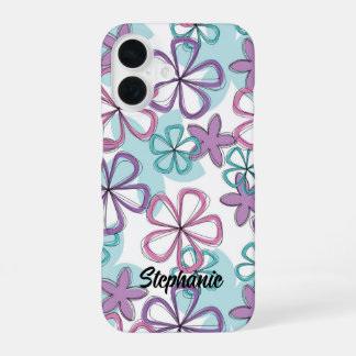 Floral Remix - Retro Flowers with Playful Outlines iPhone 16 Case