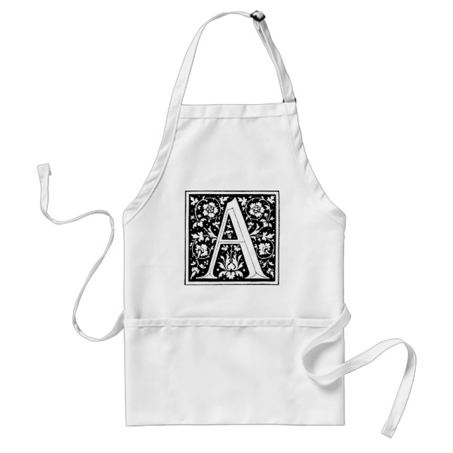 Floral Renaissance Alphabet Letter A Adult Apron (Front)