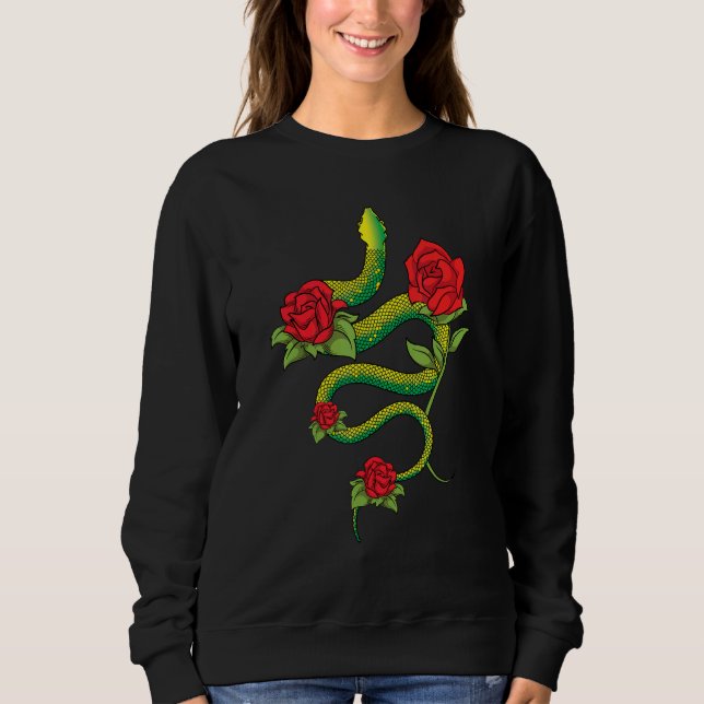 Floral Reptile Keeper Animal   Roses Snake   Snake Sweatshirt (Front)
