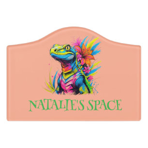 Floral reptile Neon Slimy dripping Art Door Sign