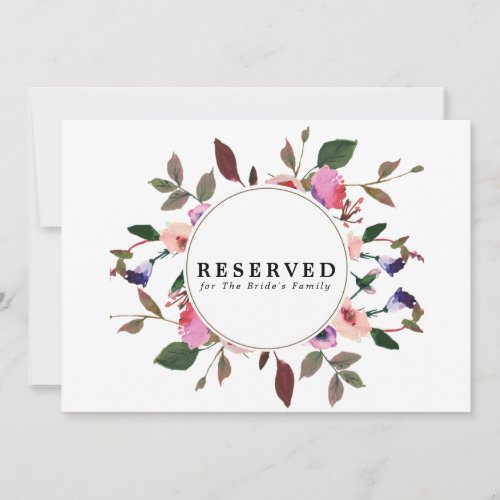 floral reserved sign for family etc editable text