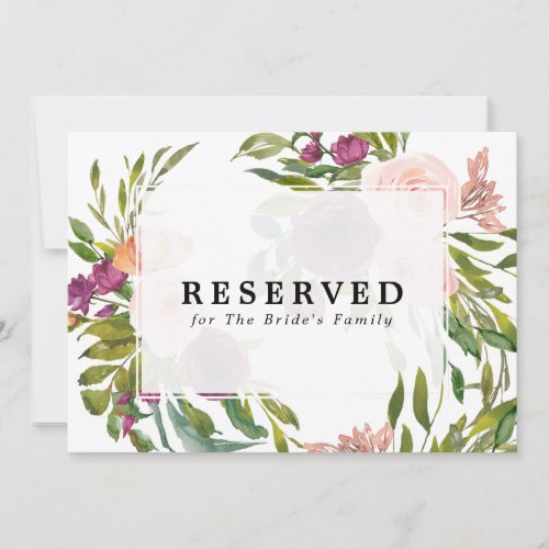 floral reserved sign for family etc editable text invitation