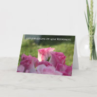 Floral Retirement Card, Pretty Pink Roses Card