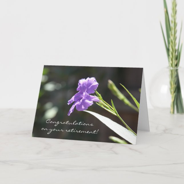 Floral Retirement Card,  Purple Bloom in Sunlight Card (Front)