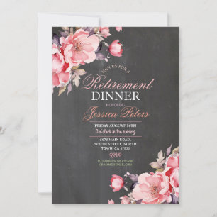Floral Retirement Dinner Women's Party Pink Invitation