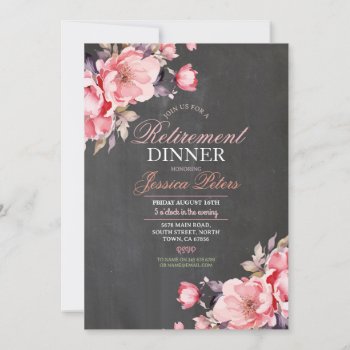 Floral Retirement Dinner Women's Party Pink Invitation by WOWWOWMEOW at Zazzle