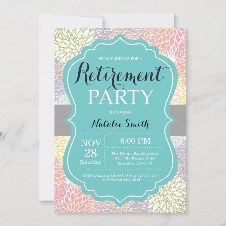 Floral Retirement Party Invitation Card 