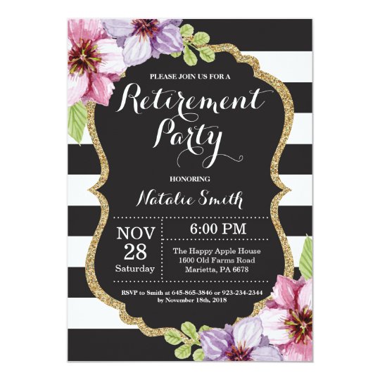 Floral Retirement Party Invitation Card | Zazzle.com