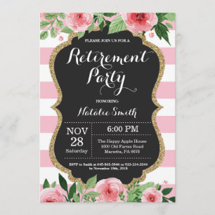 Floral Retirement Party Invitation Card