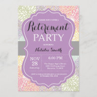 Floral Retirement Party Invitation Card Purple