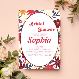 floral retro70S groovy hippie BRIDAL SHOWER Invitation