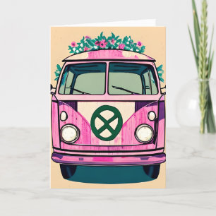 Floral Retro 1970's Van Groovy Birthday Card