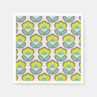 Floral Retro 70's Wallpaper Pattern Napkins