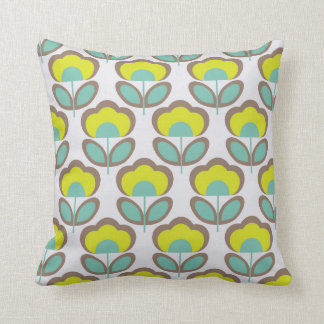 Floral Retro 70's Wallpaper Pattern Throw Pillow