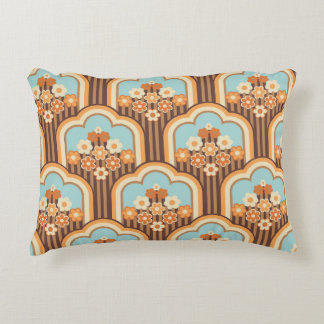 Floral Retro: 70s Wallpaper Revival Accent Pillow