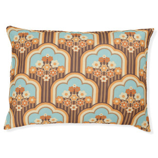 Floral Retro: 70s Wallpaper Revival Pet Bed