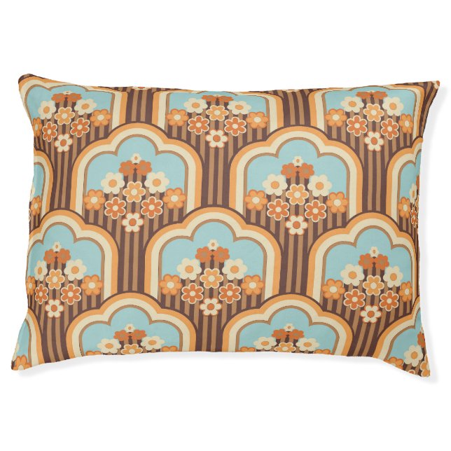Floral Retro: 70s Wallpaper Revival Pet Bed (Front)