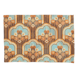 Floral Retro: 70s Wallpaper Revival Pillow Case