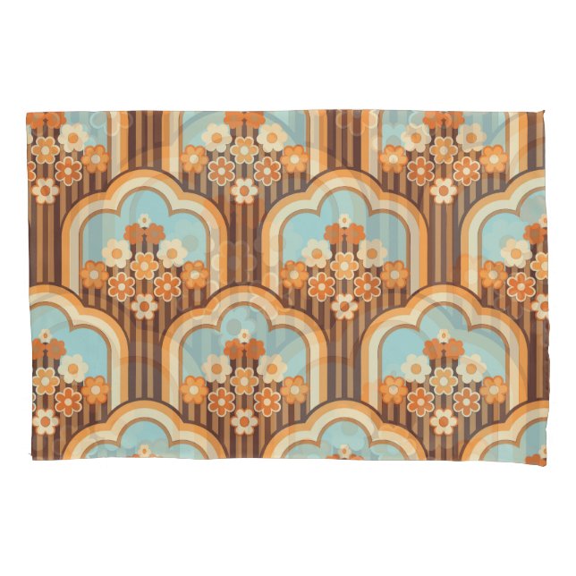 Floral Retro: 70s Wallpaper Revival Pillow Case (Front)