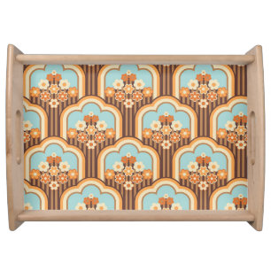 Floral Retro: 70s Wallpaper Revival Serving Tray