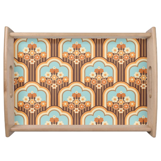 Floral Retro: 70s Wallpaper Revival Serving Tray (Front)