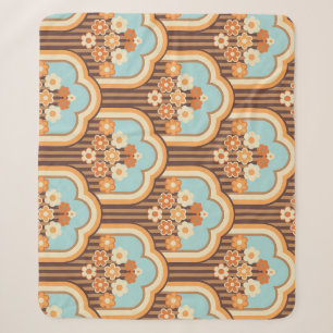 Floral Retro: 70s Wallpaper Revival Sherpa Blanket