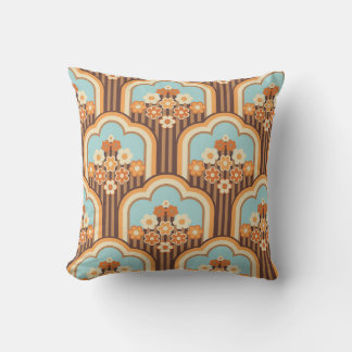 Floral Retro: 70s Wallpaper Revival Throw Pillow