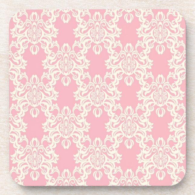 Floral retro damask coaster (Front)