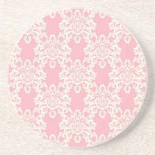 Floral retro damask drink coaster