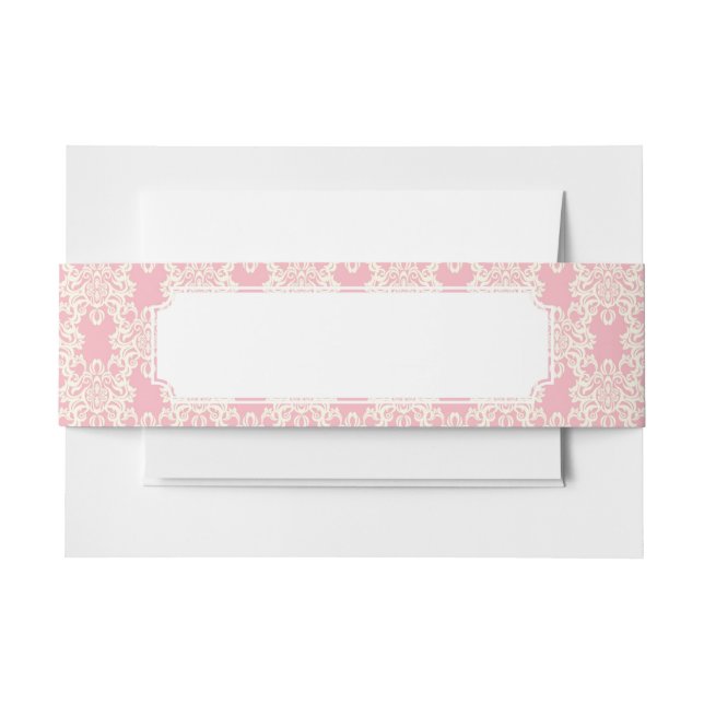 Floral retro damask invitation belly band (Front Example)