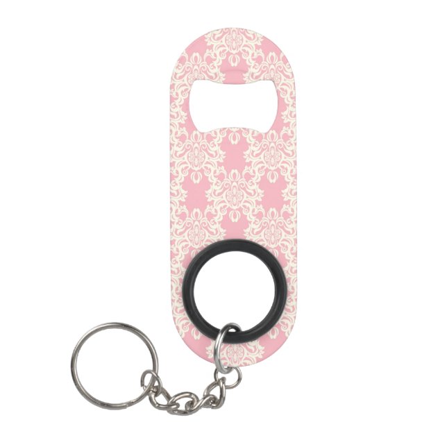 Floral retro damask keychain bottle opener (Front)
