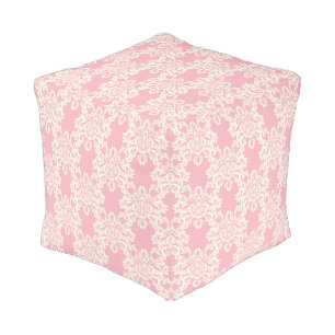 Floral retro damask pouf