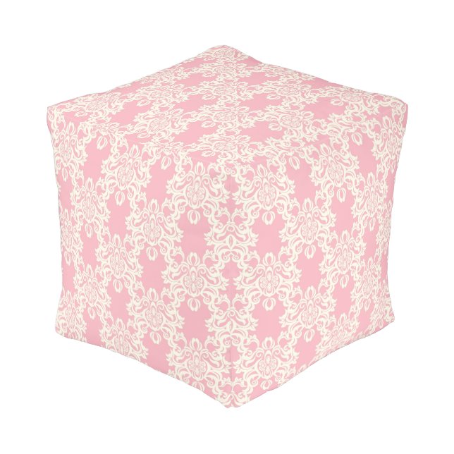 Floral retro damask pouf (Angled Front)