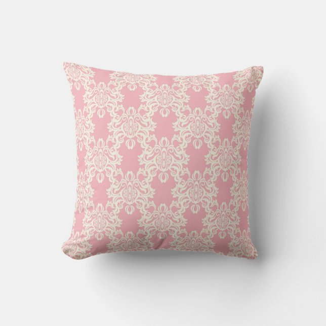 Floral retro damask throw pillow (Front)