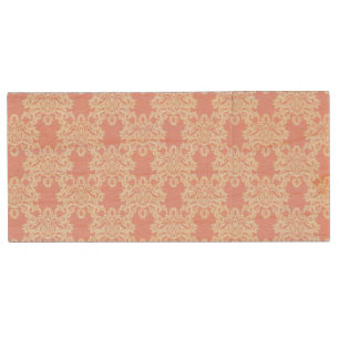 Floral retro damask wood USB flash drive
