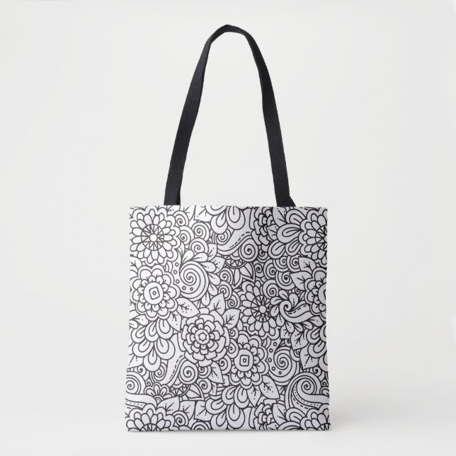 Floral Retro Doodle 2 Tote Bag (Front)