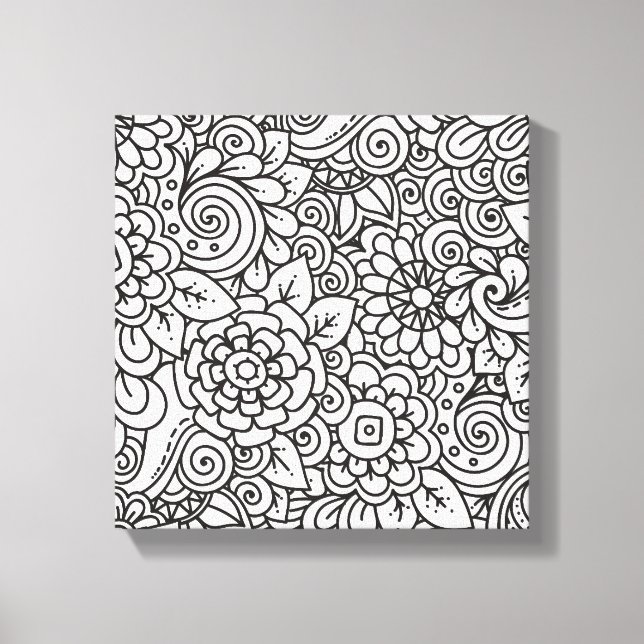 Floral Retro Doodle 6 Canvas Print (Front)